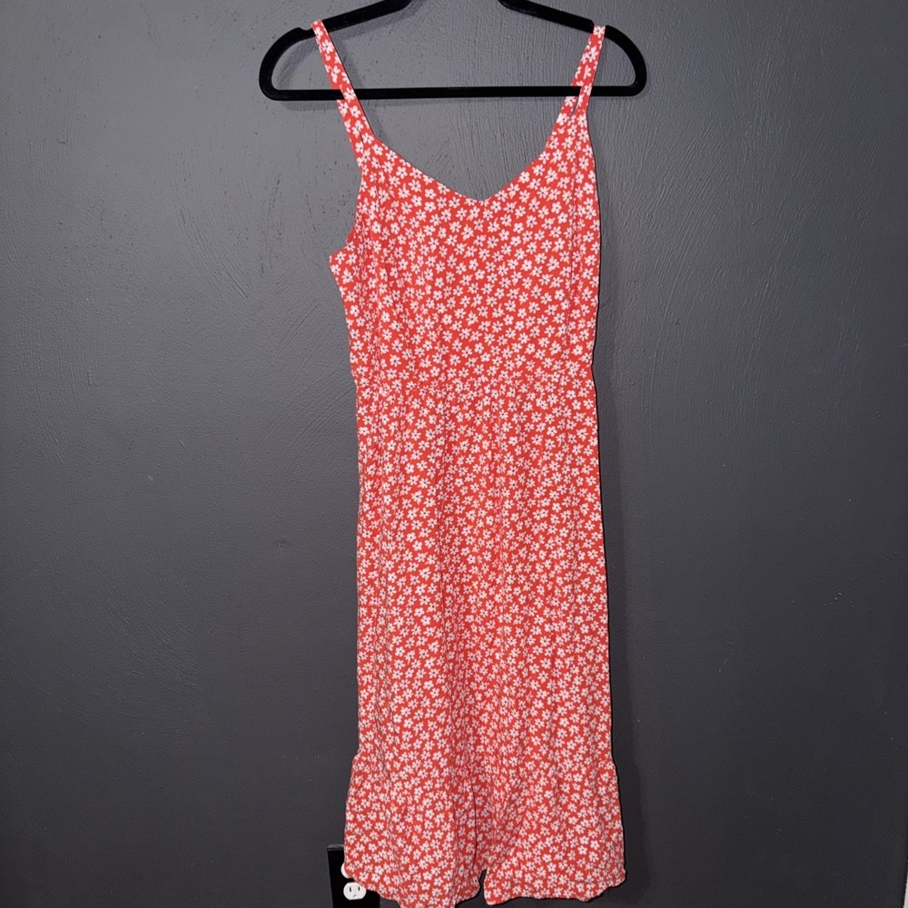 Old Navy Red Floral Strapless Dress